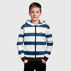 Толстовка на молнии детская Бело-синий полосатый узор, цвет: 3D-черный — фото 2