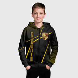 Толстовка на молнии детская Porsche - Gold line, цвет: 3D-черный — фото 2