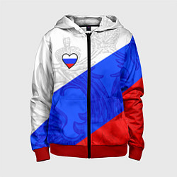 Толстовка на молнии детская Сердечко - Россия, цвет: 3D-красный
