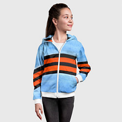 Толстовка на молнии детская Георгиевская лента на голубом фоне, цвет: 3D-белый — фото 2