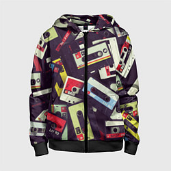 Толстовка на молнии детская Кассета 90-е, цвет: 3D-черный