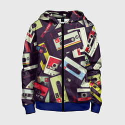 Толстовка на молнии детская Кассета 90-е, цвет: 3D-синий