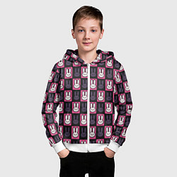 Толстовка на молнии детская Ребенок идола - Кролики паттерн, цвет: 3D-белый — фото 2