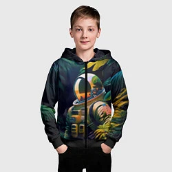 Толстовка на молнии детская Космонавт в зарослях, цвет: 3D-черный — фото 2