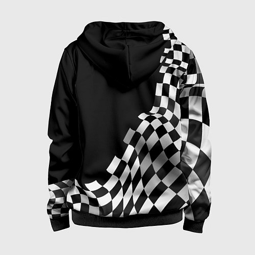 Детская толстовка на молнии Chevrolet racing flag / 3D-Черный – фото 2