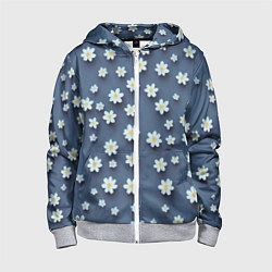 Толстовка на молнии детская Ромашки объемные, цвет: 3D-меланж