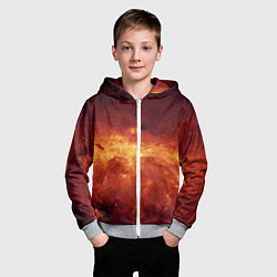 Толстовка на молнии детская Огненная галактика, цвет: 3D-меланж — фото 2
