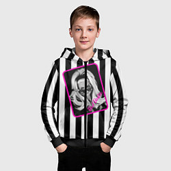 Толстовка на молнии детская Барби и полосы, цвет: 3D-черный — фото 2