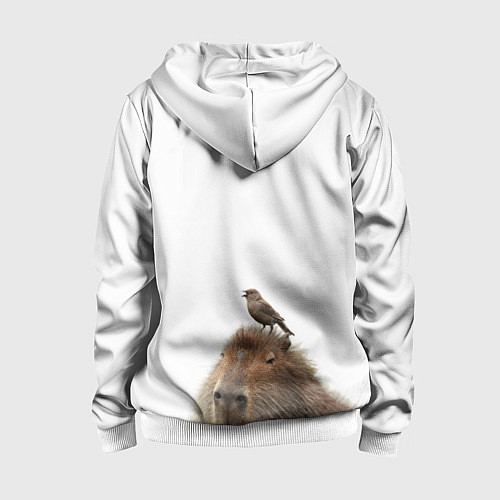Детская толстовка на молнии Капибара пофигист / 3D-Белый – фото 2