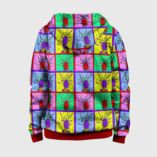 Детская толстовка на молнии Кактусы психодел / 3D-Красный – фото 2