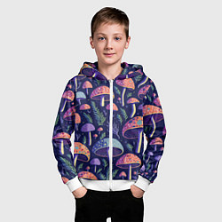 Толстовка на молнии детская Грибы паттерн, цвет: 3D-белый — фото 2