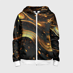 Толстовка на молнии детская Жидкое золото, цвет: 3D-белый