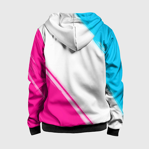 Детская толстовка на молнии Final Fantasy neon gradient style: надпись, символ / 3D-Черный – фото 2