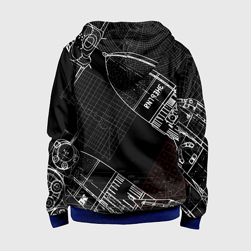 Детская толстовка на молнии Чертеж ракеты / 3D-Синий – фото 2