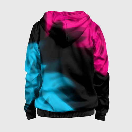 Детская толстовка на молнии Chery - neon gradient: надпись, символ / 3D-Черный – фото 2