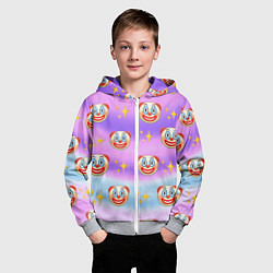 Толстовка на молнии детская Узор с Клоунами, цвет: 3D-меланж — фото 2