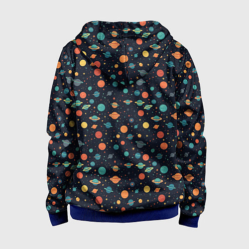 Детская толстовка на молнии Темный космос с планетами паттерн / 3D-Синий – фото 2