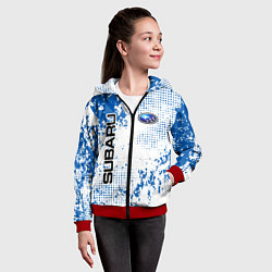 Толстовка на молнии детская Subaru blue logo, цвет: 3D-красный — фото 2