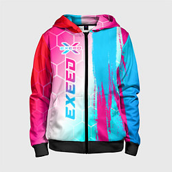 Толстовка на молнии детская Exeed neon gradient style: по-вертикали, цвет: 3D-черный