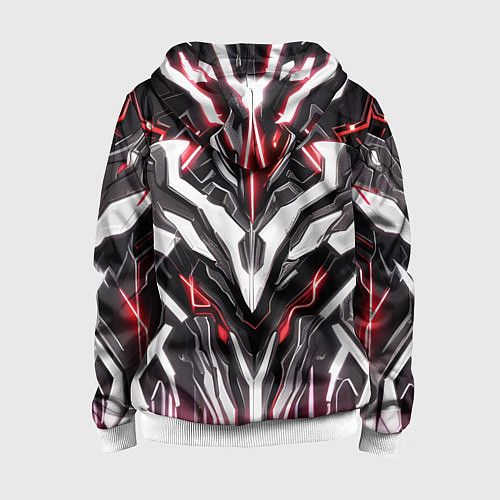Детская толстовка на молнии Неоновая кибер броня красная / 3D-Белый – фото 2
