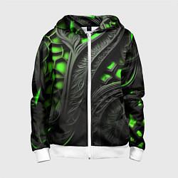 Детская толстовка на молнии Green black abstract