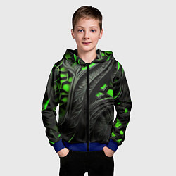 Толстовка на молнии детская Green black abstract, цвет: 3D-синий — фото 2