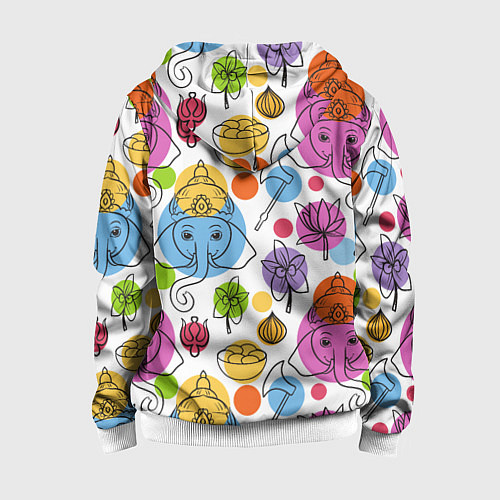 Детская толстовка на молнии Индийские слоники / 3D-Белый – фото 2