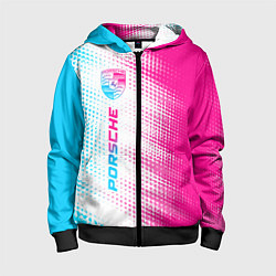 Детская толстовка на молнии Porsche neon gradient style: по-вертикали