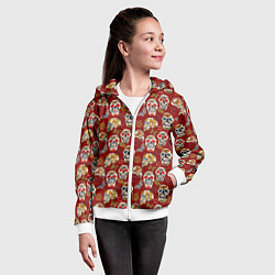 Толстовка на молнии детская Мексиканские черепа с бабочками, цвет: 3D-белый — фото 2