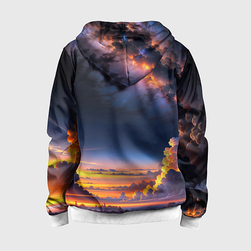 Детская толстовка на молнии Млечный путь и облака на закате / 3D-Белый – фото 2