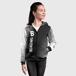 Толстовка на молнии детская Beastars glitch на темном фоне: по-вертикали, цвет: 3D-черный — фото 2