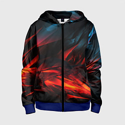 Толстовка на молнии детская Red black abstract, цвет: 3D-синий