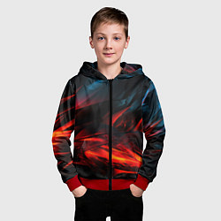 Толстовка на молнии детская Red black abstract, цвет: 3D-красный — фото 2