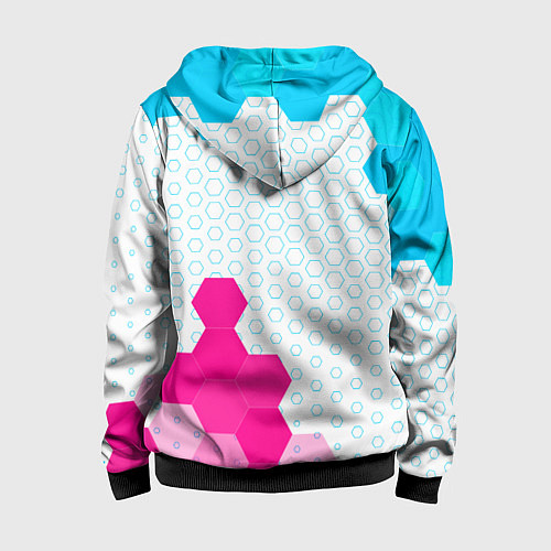 Детская толстовка на молнии Among Us neon gradient style: надпись, символ / 3D-Черный – фото 2