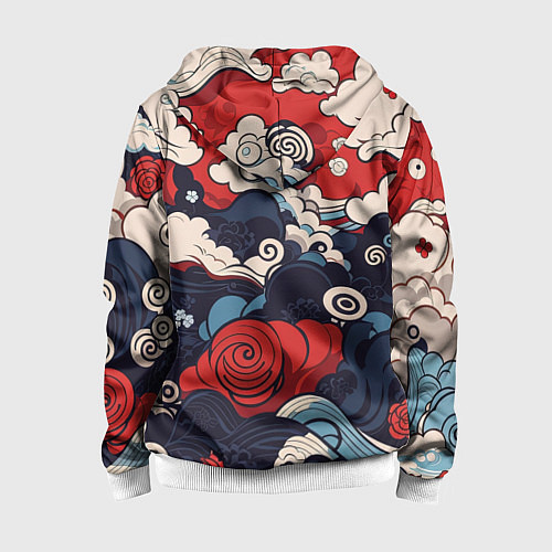 Детская толстовка на молнии Узоры в Японском стиле / 3D-Белый – фото 2
