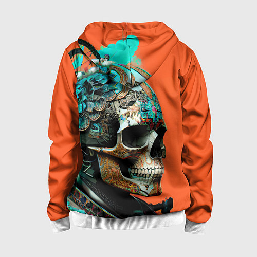 Детская толстовка на молнии Art skull - irezumi - Japan / 3D-Белый – фото 2