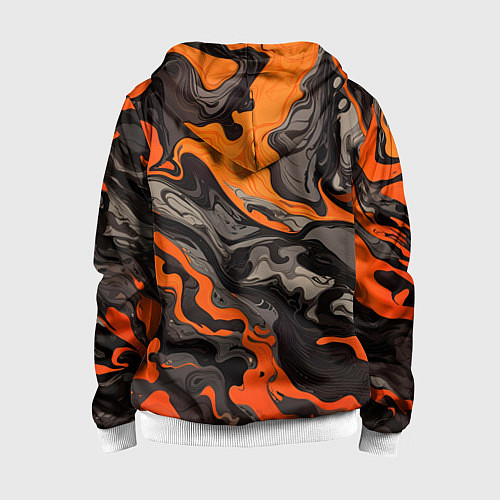 Детская толстовка на молнии Оранжево-черный камуфляж / 3D-Белый – фото 2