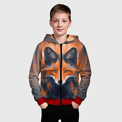 Толстовка на молнии детская Нарисованная огненная лиса, цвет: 3D-красный — фото 2