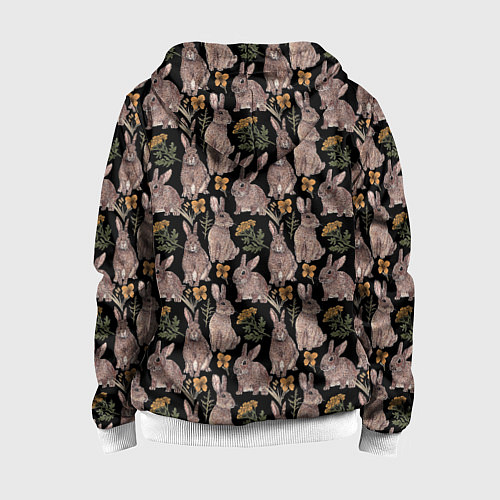 Детская толстовка на молнии Зайцы и пижма / 3D-Белый – фото 2