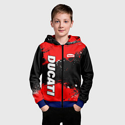 Толстовка на молнии детская Ducati - красная униформа с красками, цвет: 3D-синий — фото 2