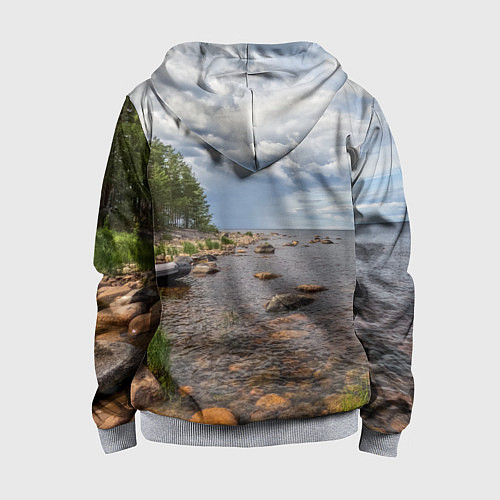 Детская толстовка на молнии Лодка на Ладоге / 3D-Меланж – фото 2