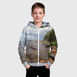 Толстовка на молнии детская Лодка на Ладоге, цвет: 3D-меланж — фото 2