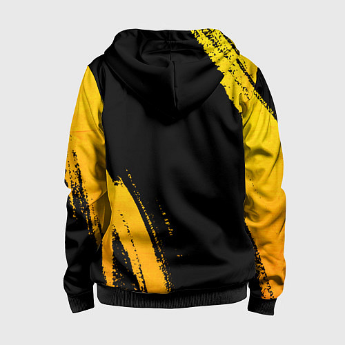 Детская толстовка на молнии Saab - gold gradient: надпись, символ / 3D-Черный – фото 2