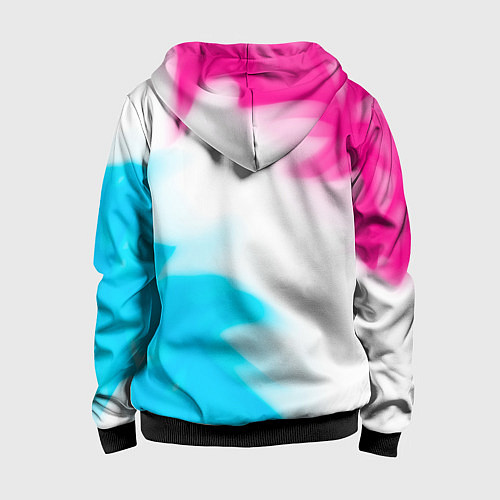 Детская толстовка на молнии Rainbow Six neon gradient style: надпись, символ / 3D-Черный – фото 2