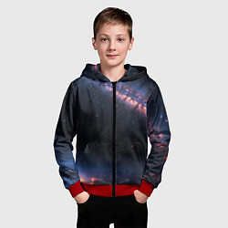 Толстовка на молнии детская Млечный путь в звездном небе, цвет: 3D-красный — фото 2