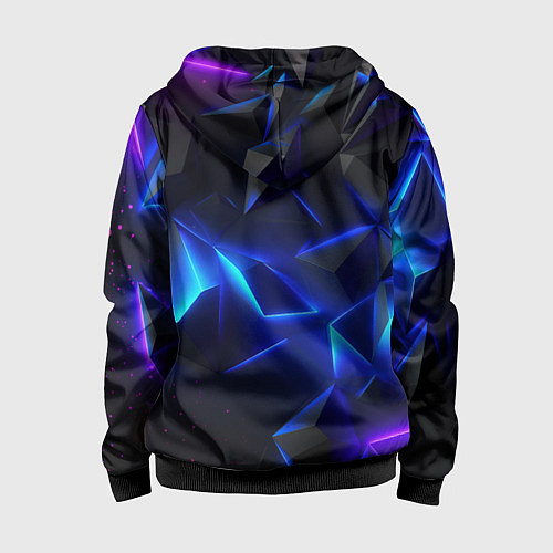 Детская толстовка на молнии Blue dark neon / 3D-Черный – фото 2