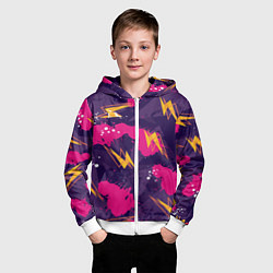 Толстовка на молнии детская Абстрактные узоры паттерн, цвет: 3D-белый — фото 2