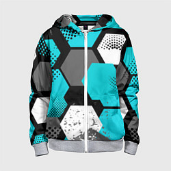 Толстовка на молнии детская Шестиугольники абстрактный фон, цвет: 3D-меланж