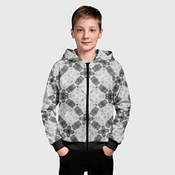 Толстовка на молнии детская Черно-белый ажурный кружевной узор Геометрия, цвет: 3D-черный — фото 2