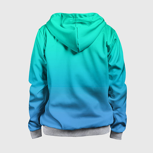 Детская толстовка на молнии Градиент сине-зелёный светлый / 3D-Меланж – фото 2